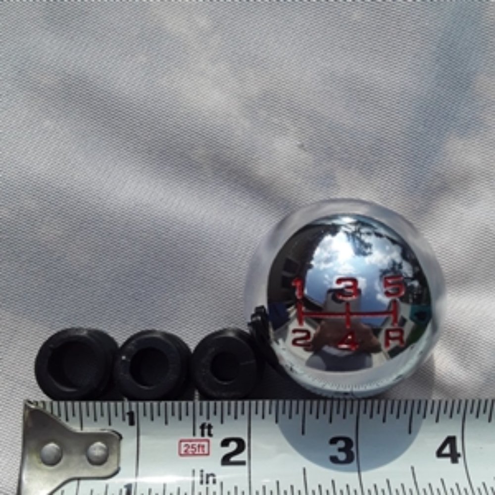 Universal fit 5-speed Chrome Ball Manual Shifter Head Knob with Adapters NEW